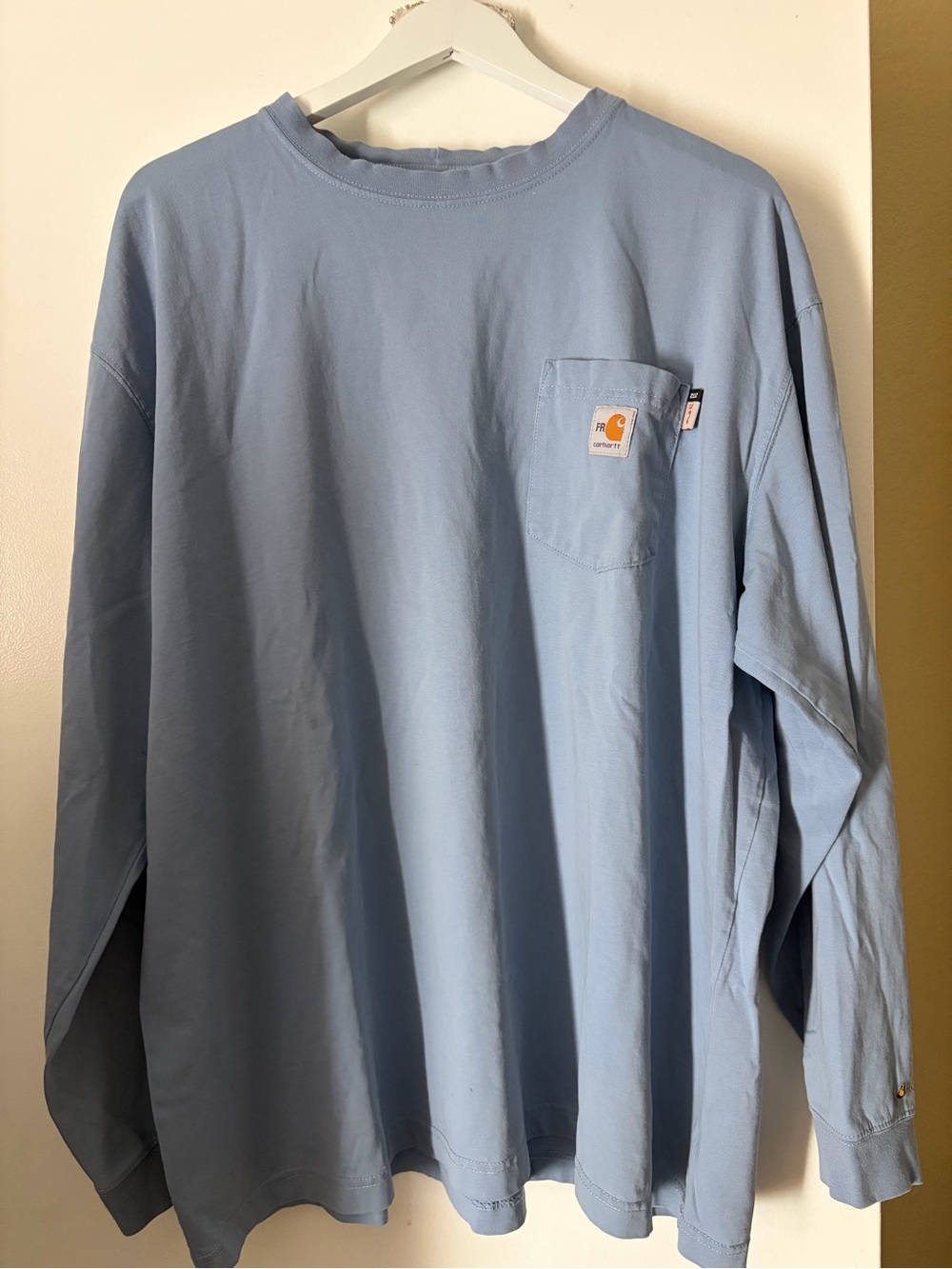 2 Carhartt Light Blue Long-Sleeve Pocket Tee